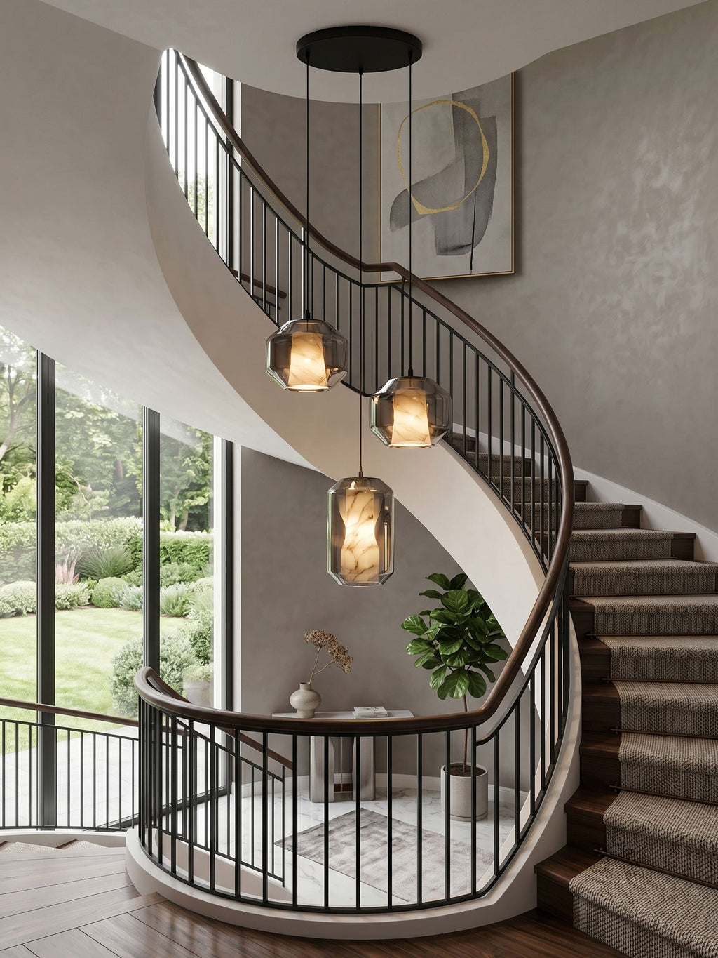 Alabaster Glass Cylinder Pendant Light – product view 6