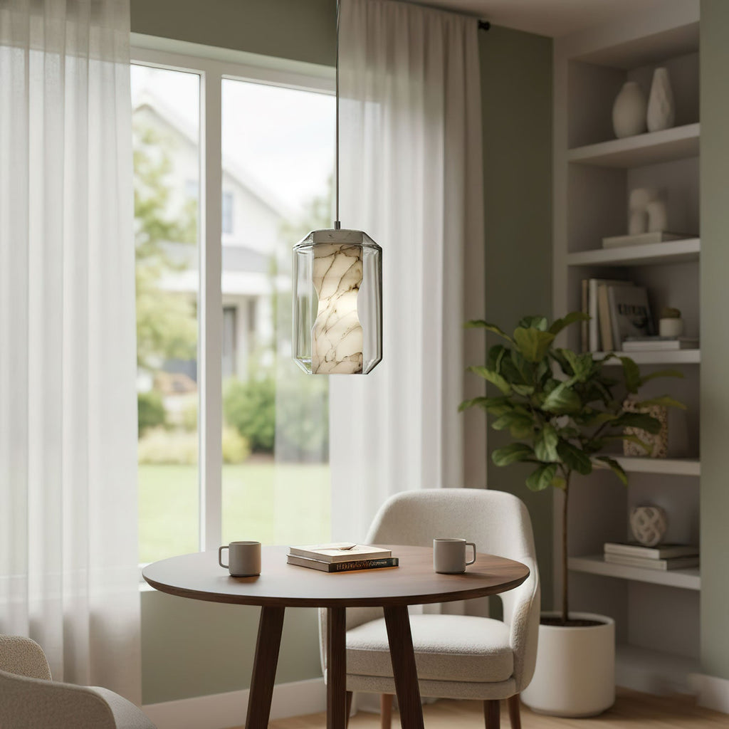 Alabaster Glass Cylinder Pendant Light – product view 10