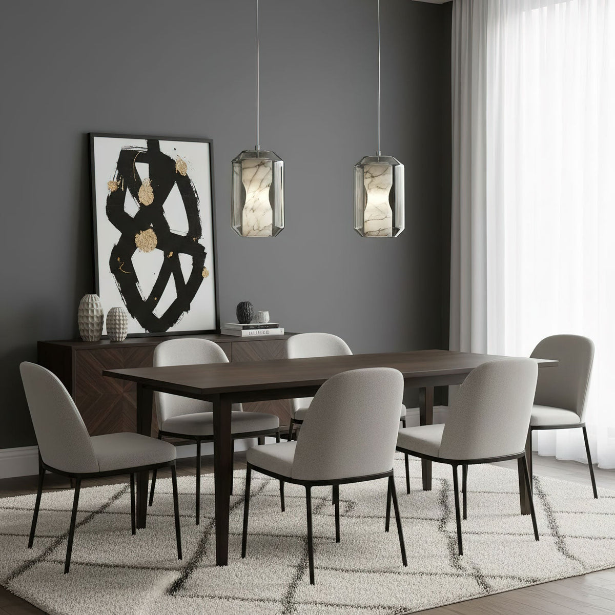 Alabaster Glass Cylinder Pendant Light – product view 11