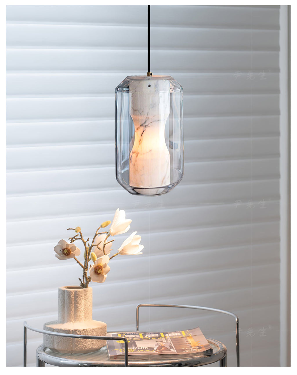 Alabaster Glass Cylinder Pendant Light – product view 16