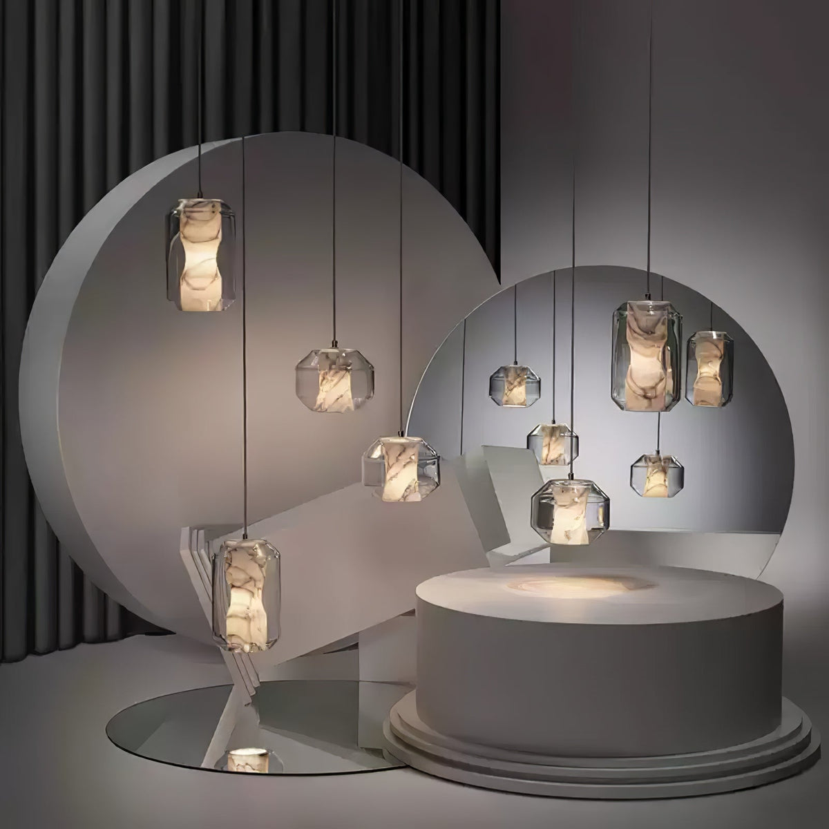 Alabaster Glass Cylinder Pendant Light – product view 18