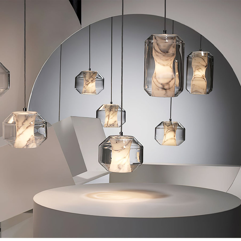 Alabaster Glass Cylinder Pendant Light – product view 22