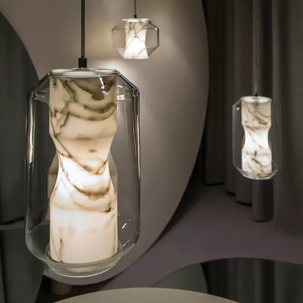 Alabaster Glass Cylinder Pendant Light – product view 26
