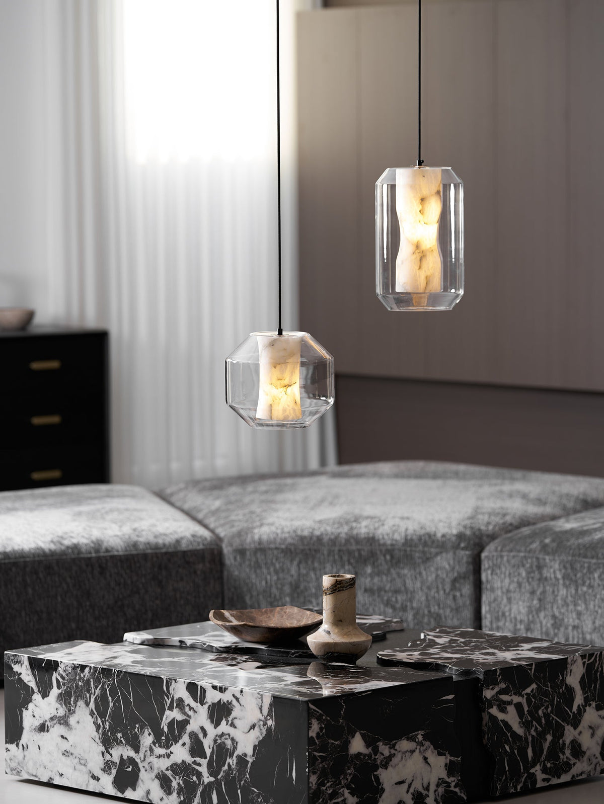 Alabaster Glass Cylinder Pendant Light – product view 34