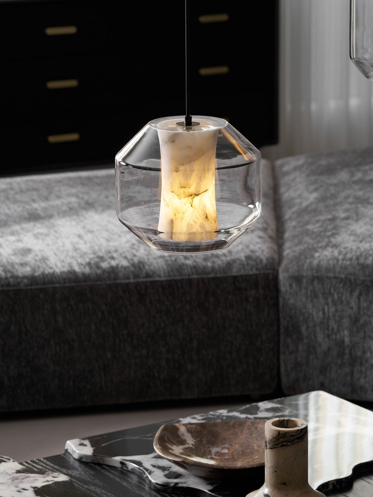 Alabaster Glass Cylinder Pendant Light – product view 46