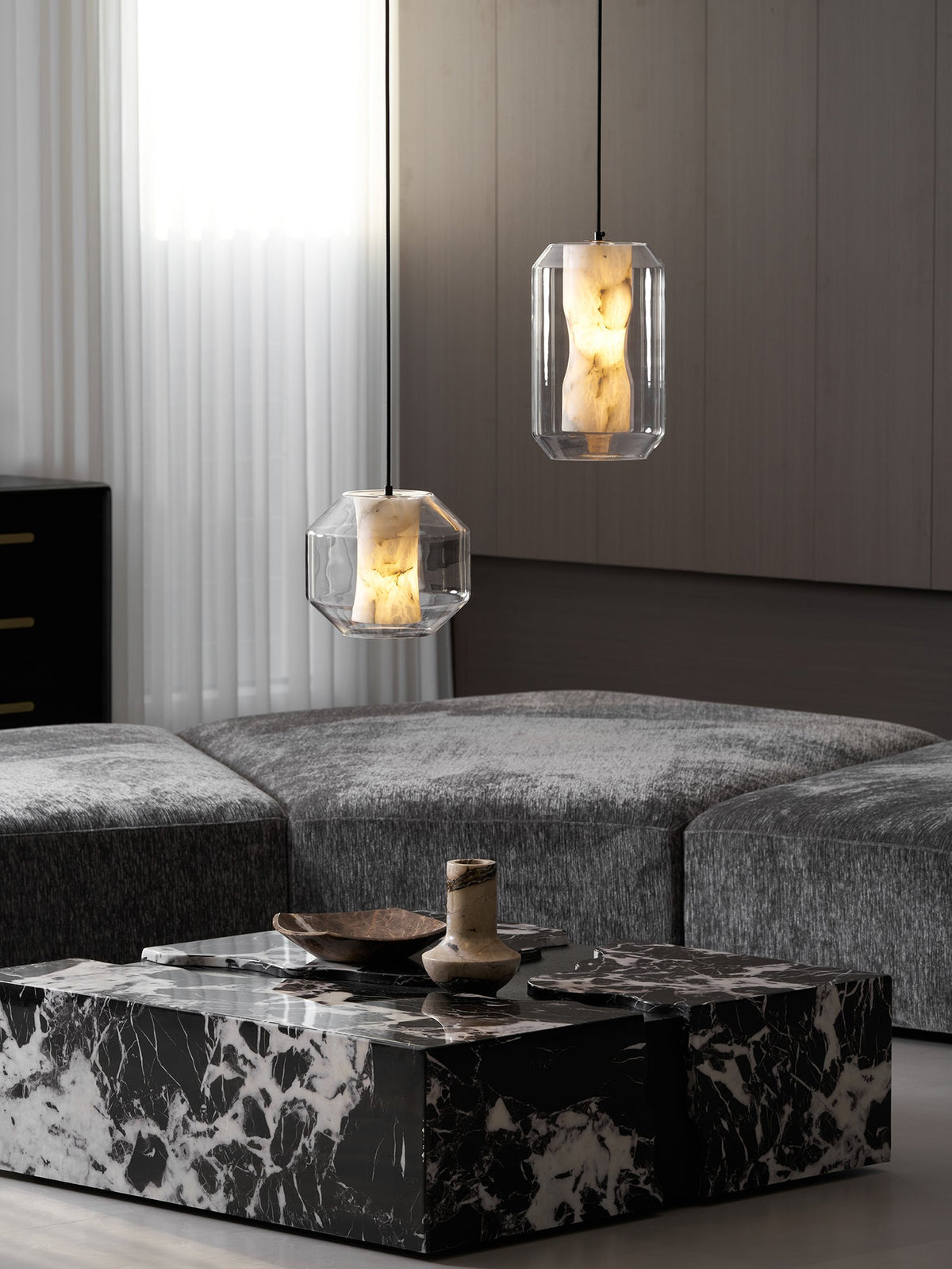 Alabaster Glass Cylinder Pendant Light – product view 48