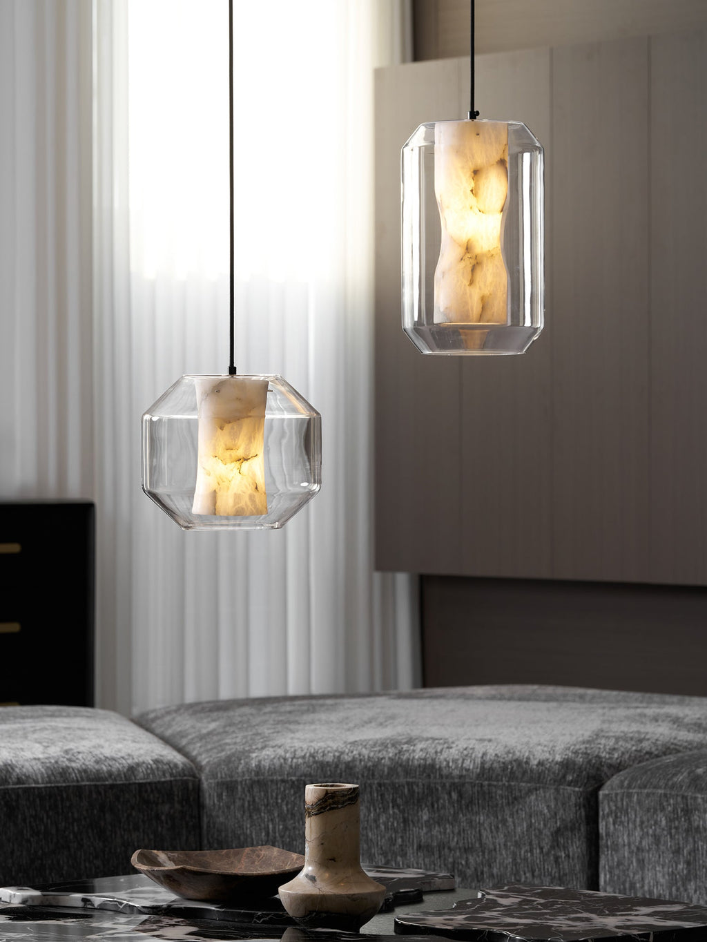 Alabaster Glass Cylinder Pendant Light – product view 49