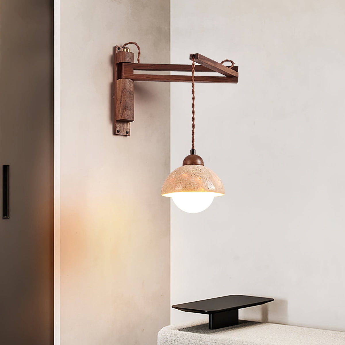 Adjustable Travertine Dome Wall Sconce — product view 2