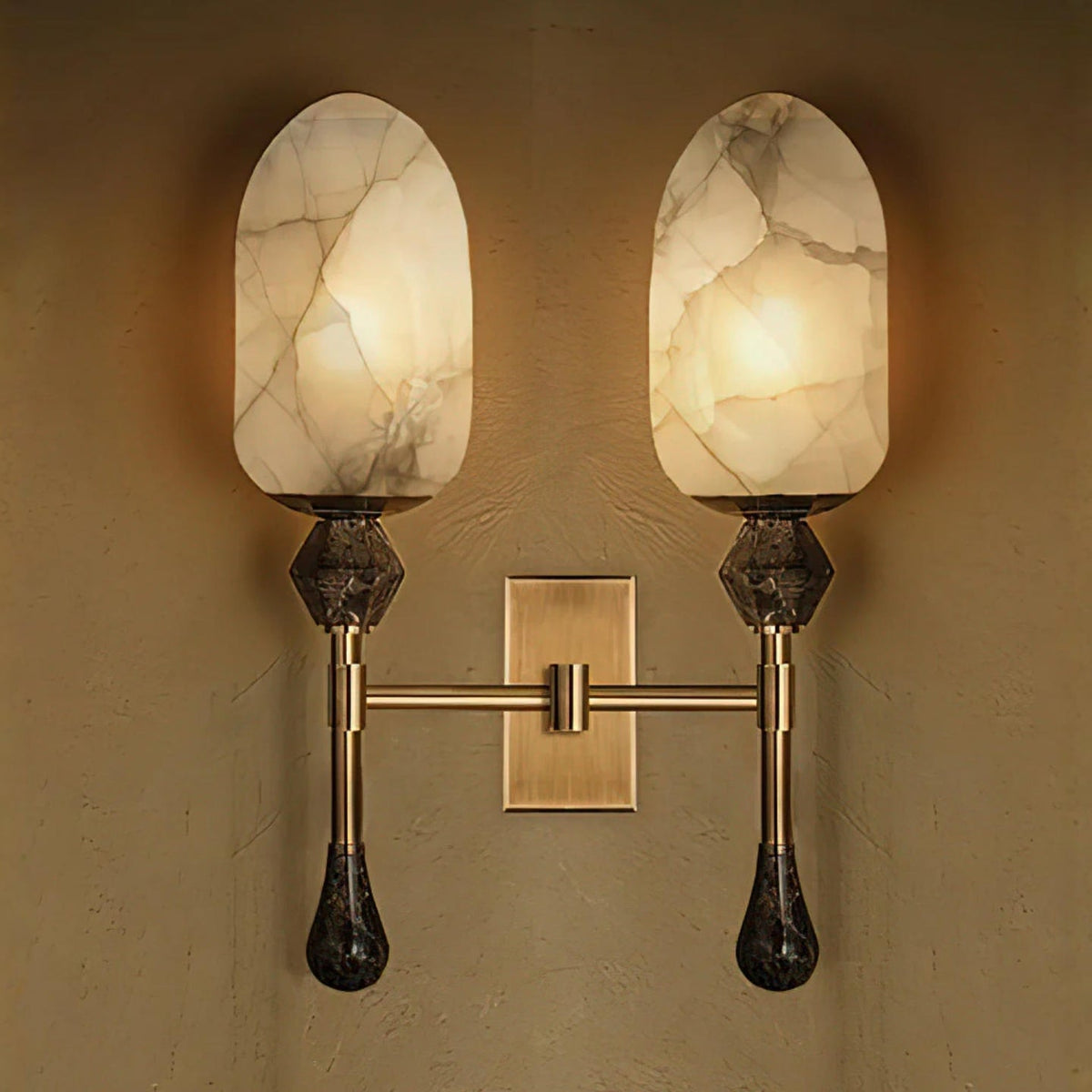 Alabaster Obelisk Double Alabaster Sconce – product view 2