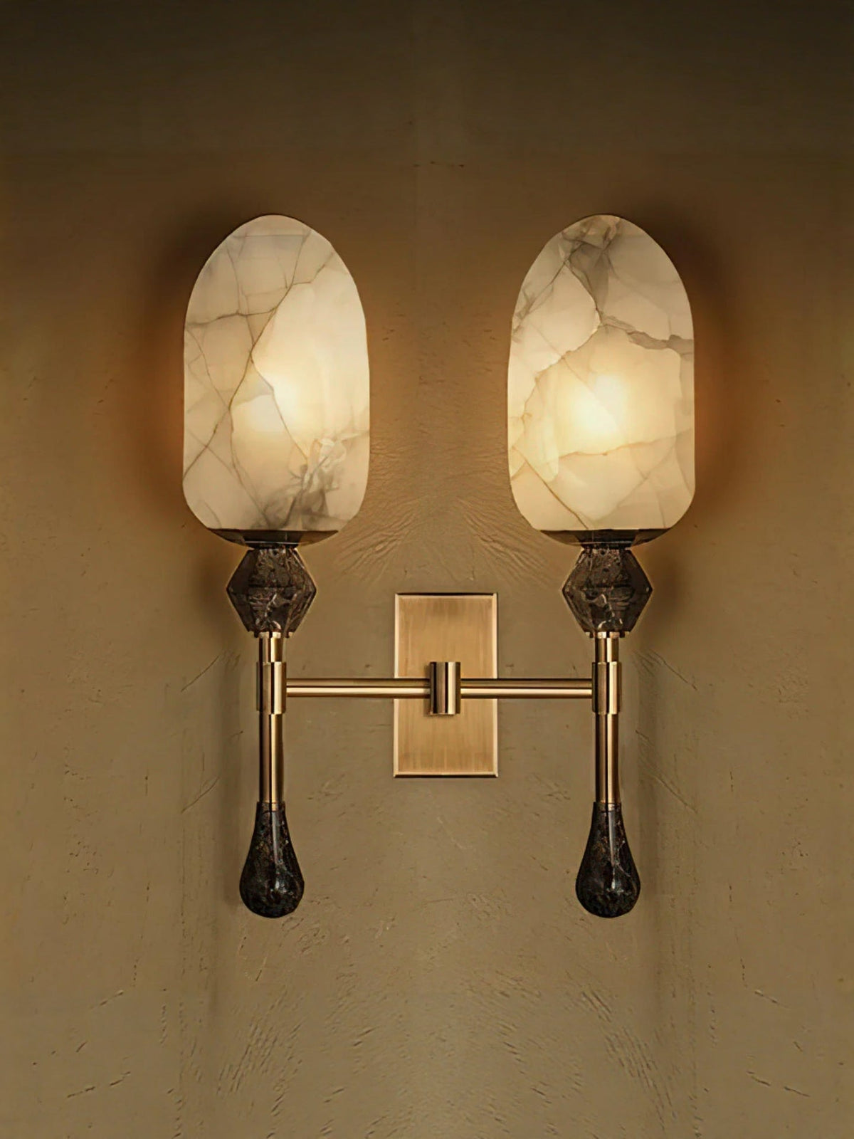 Alabaster Obelisk Double Alabaster Sconce – product view 4