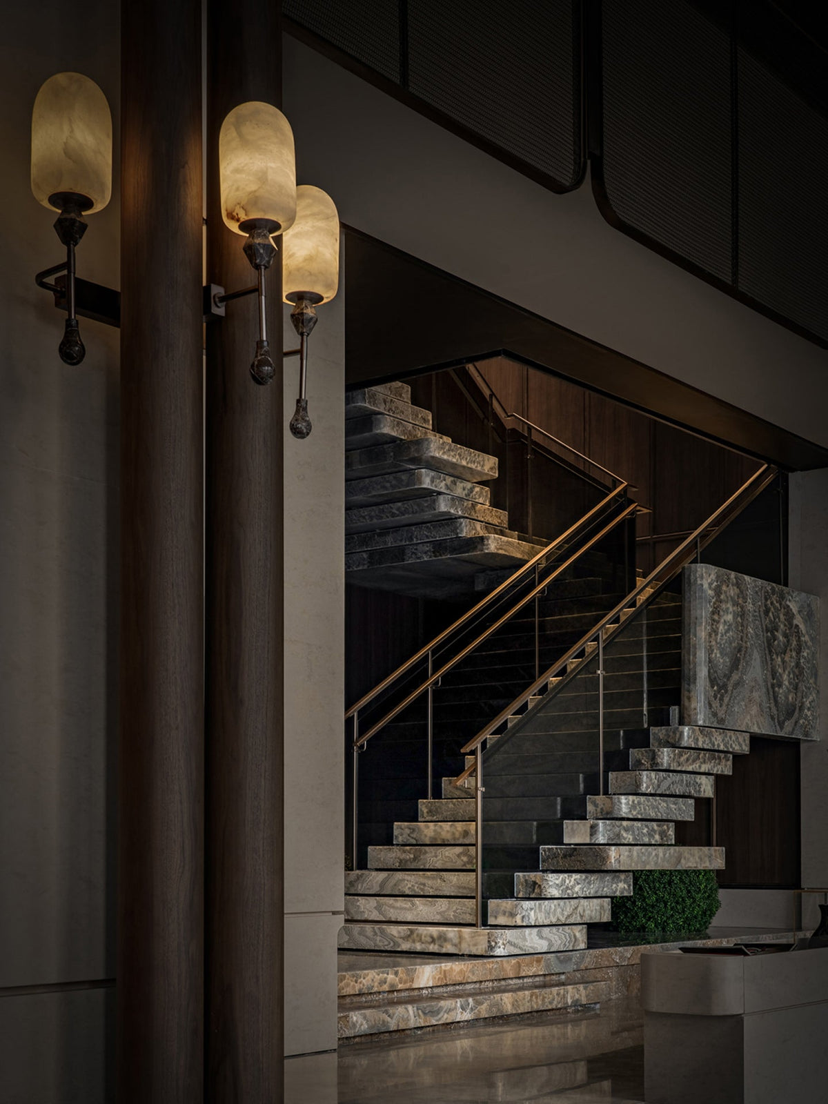 Alabaster Obelisk Double Alabaster Sconce – product view 6