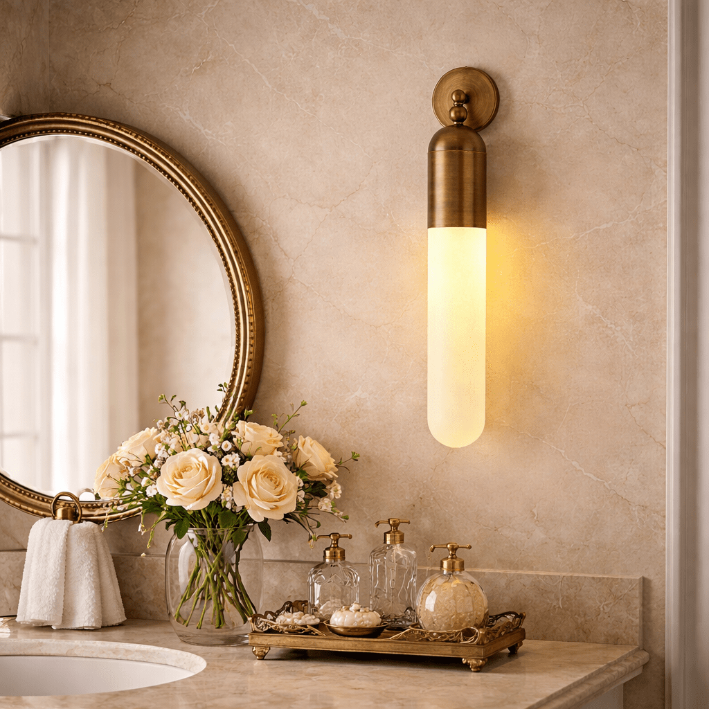Alabaster Sculpted Tube Wall Sconce – product view 3