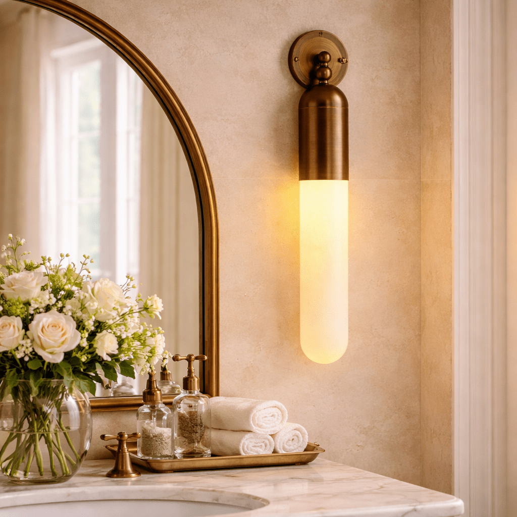 Alabaster Sculpted Tube Wall Sconce – product view 5