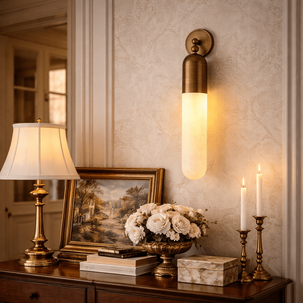 Alabaster Sculpted Tube Wall Sconce – product view 6