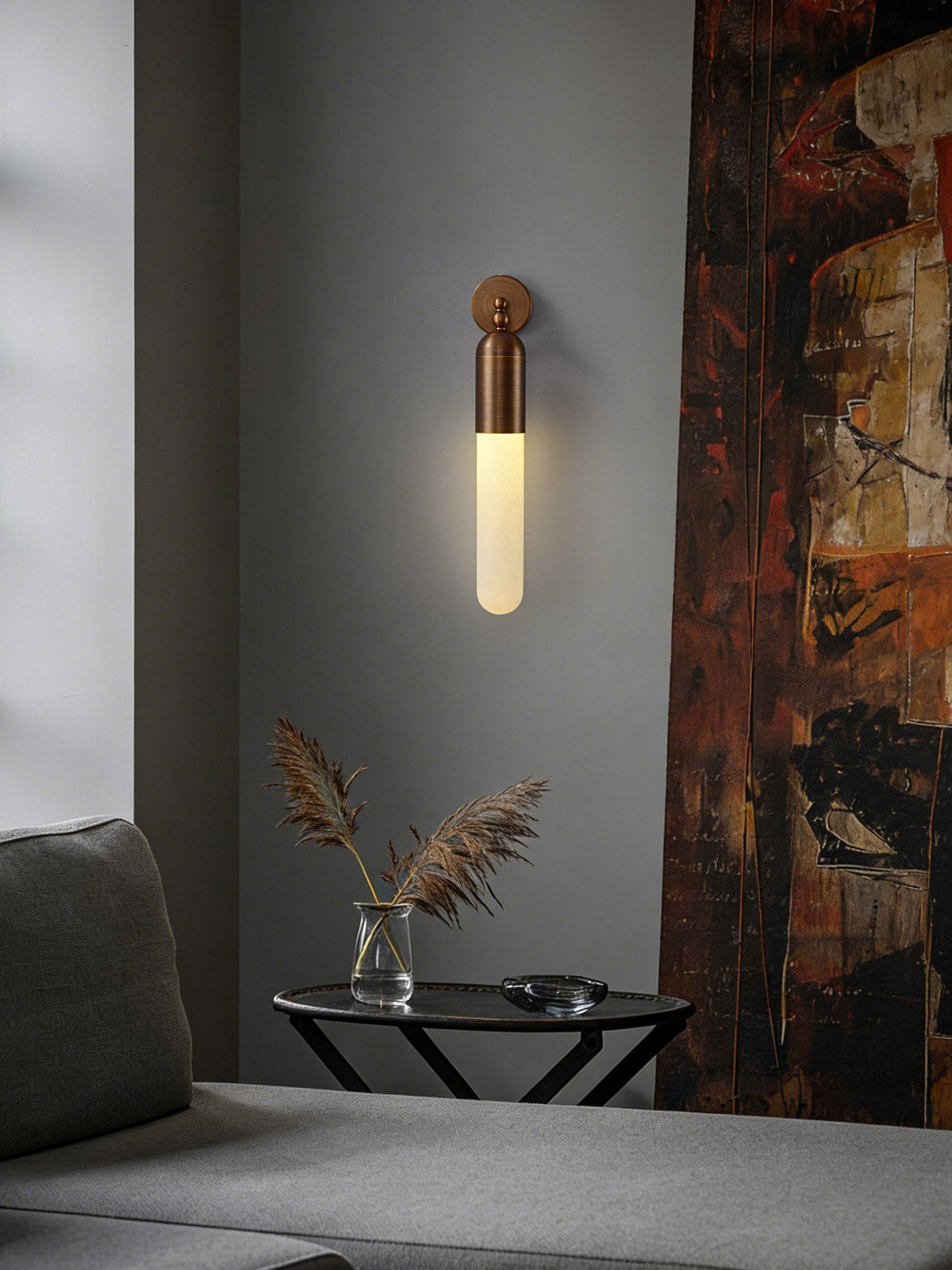 Alabaster Sculpted Tube Wall Sconce – product view 7