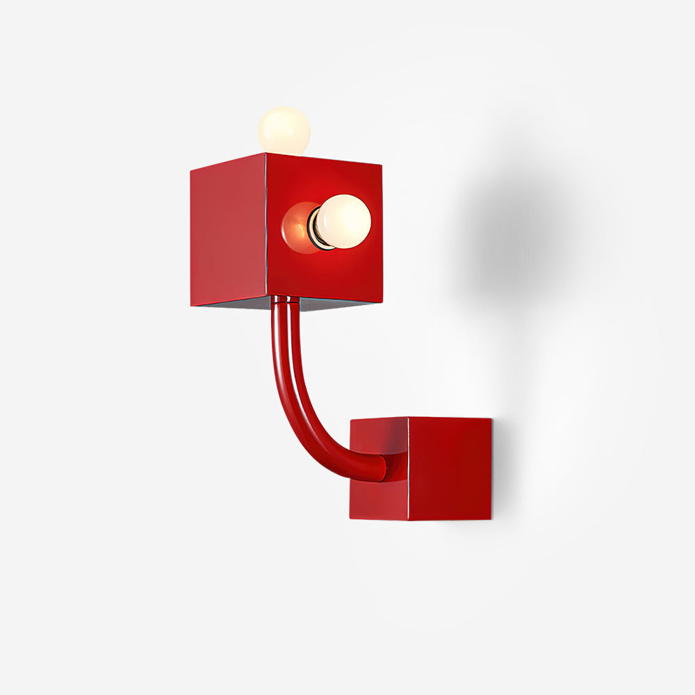 Red Cube Metal Wall Lamp — product view 1