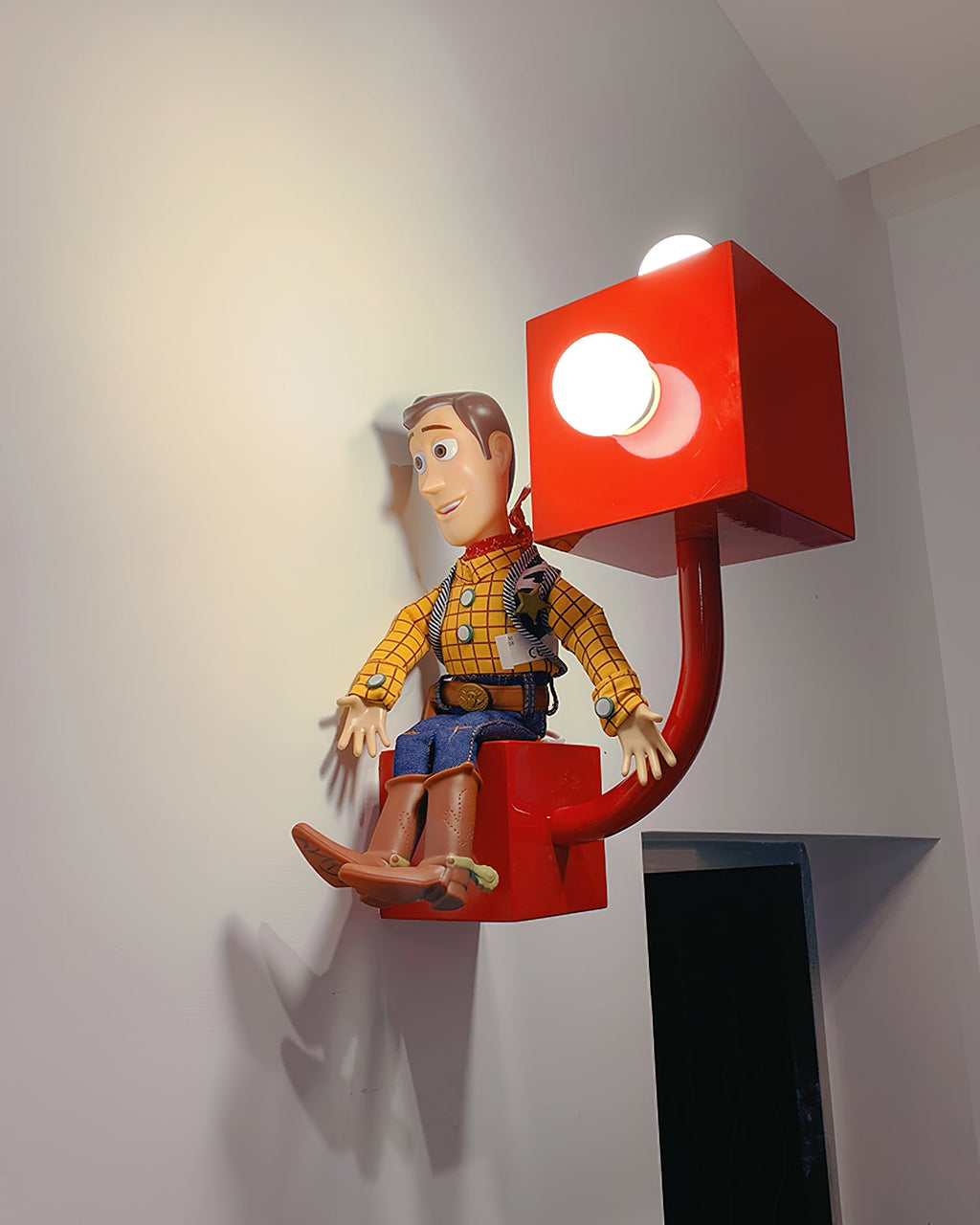 Red Cube Metal Wall Lamp — product view 3