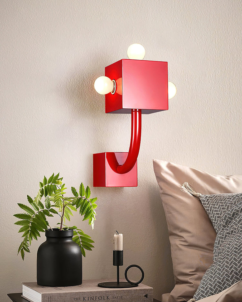 Red Cube Metal Wall Lamp — product view 4
