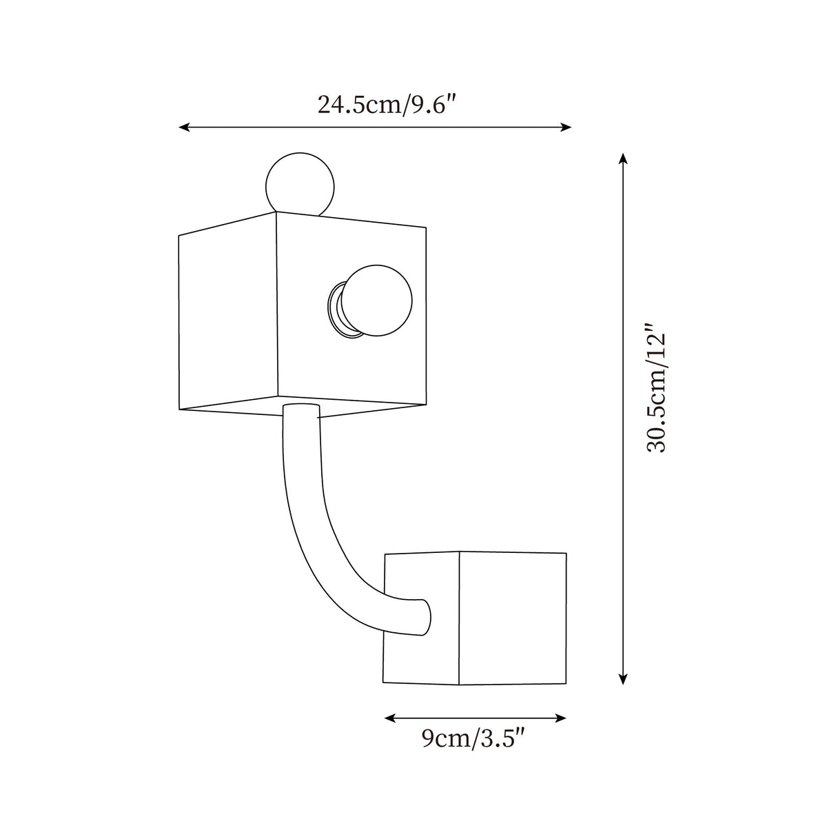 Red Cube Metal Wall Lamp — product view 5