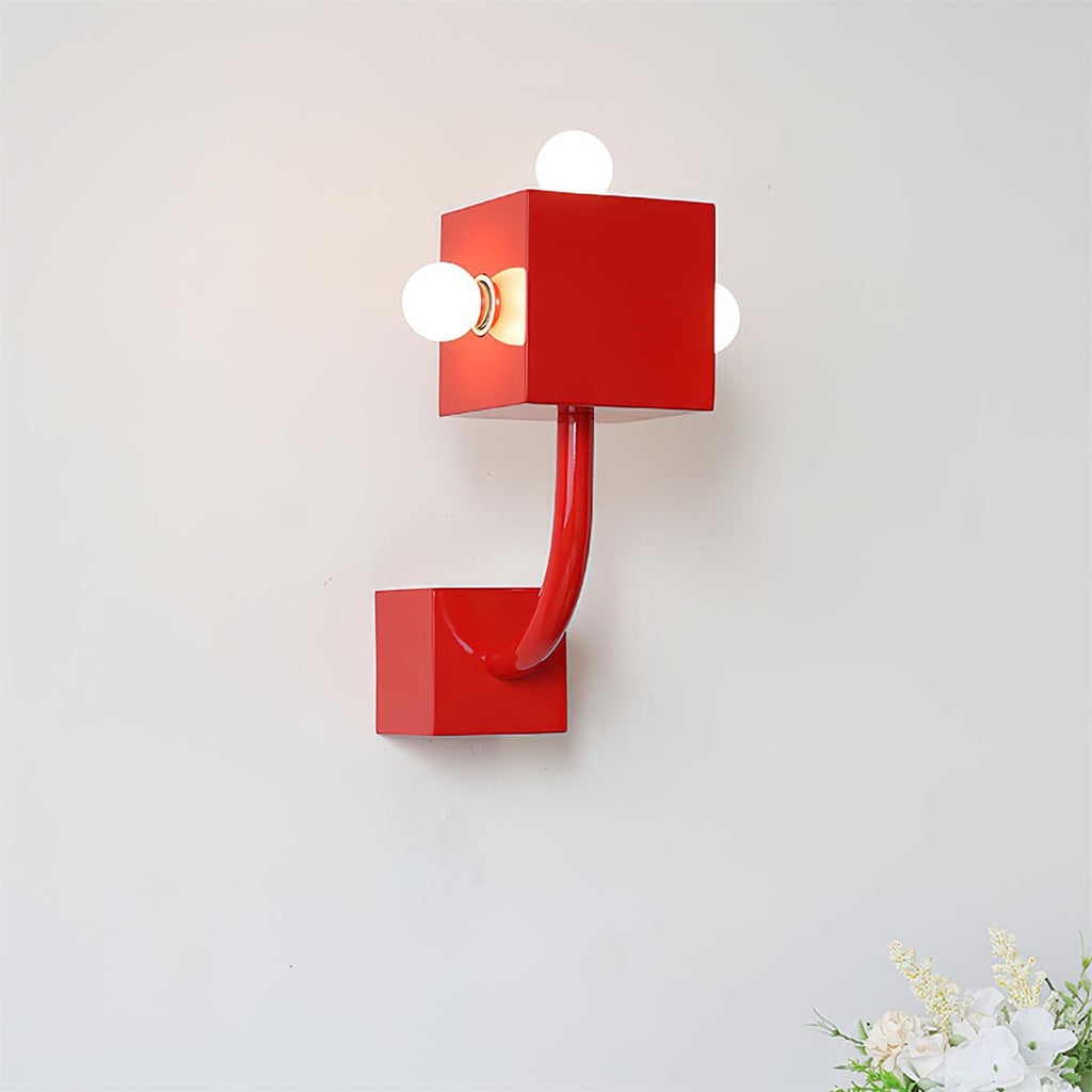 Red Cube Metal Wall Lamp — product view 6