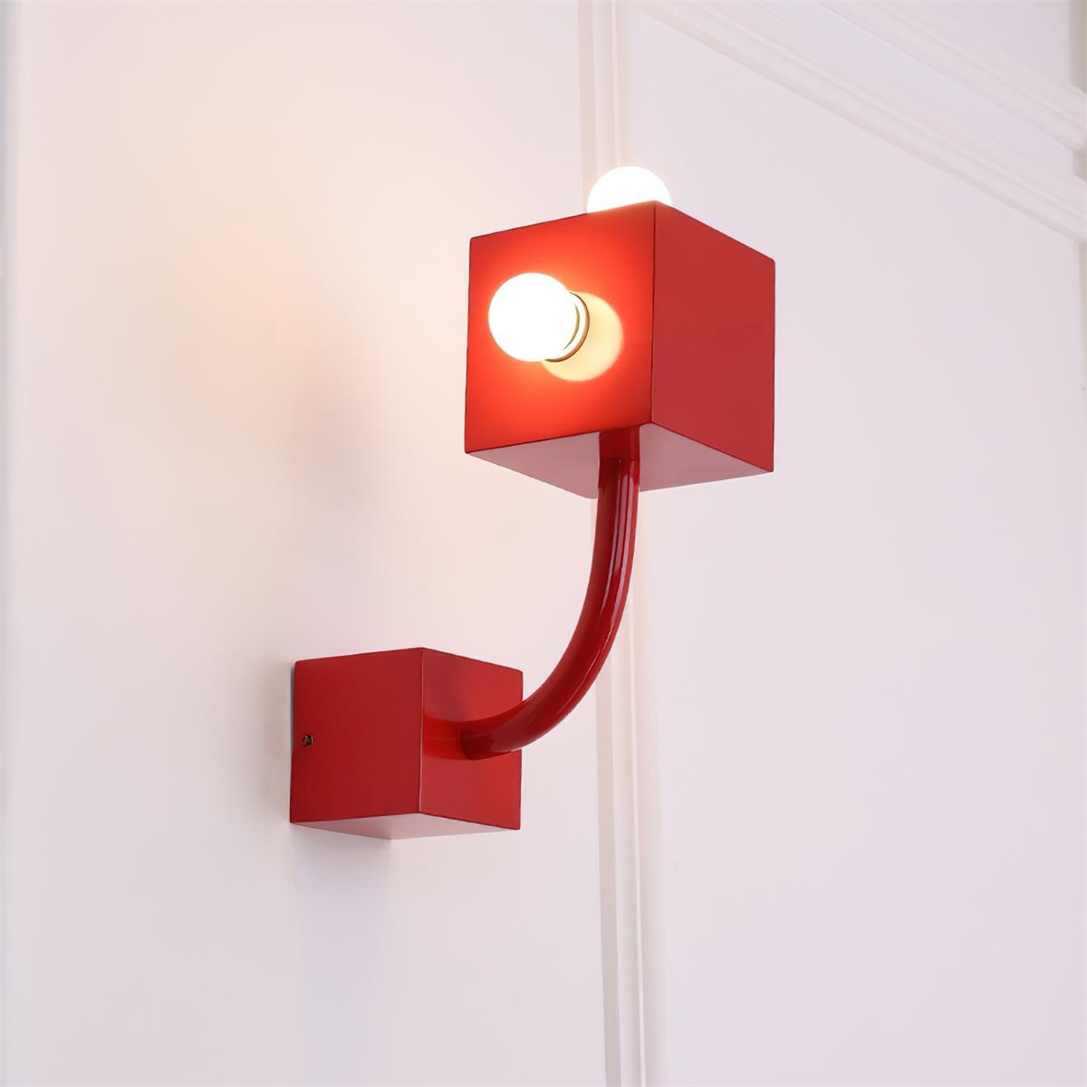 Red Cube Metal Wall Lamp — product view 8