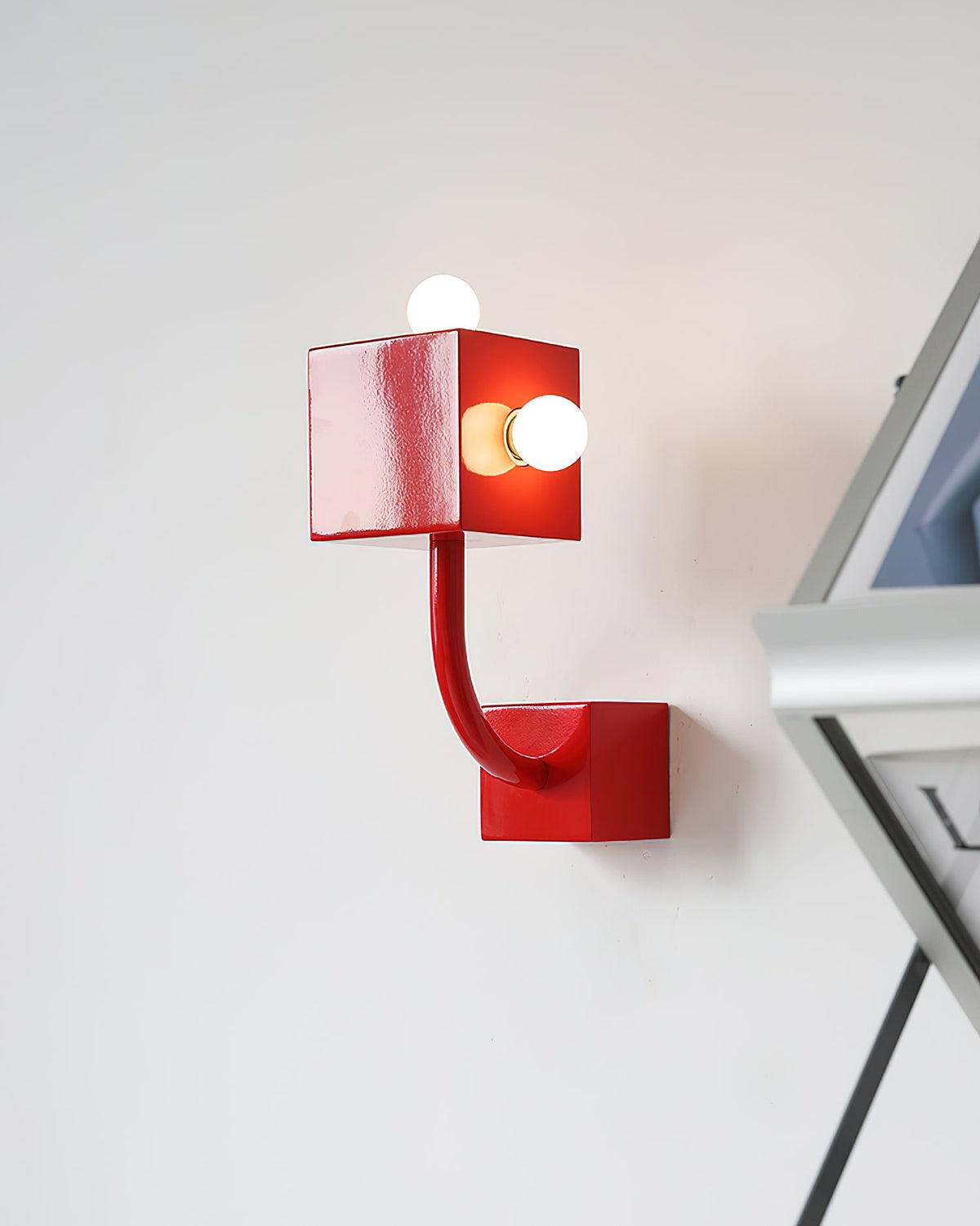 Red Cube Metal Wall Lamp — product view 9
