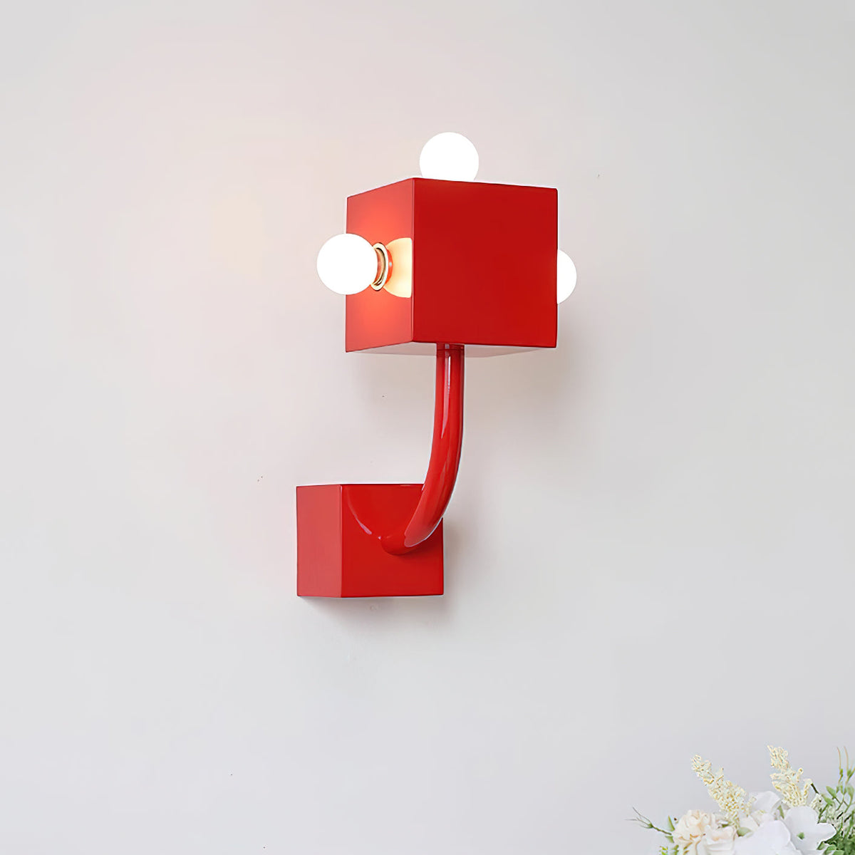 Red Cube Metal Wall Lamp — product view 11