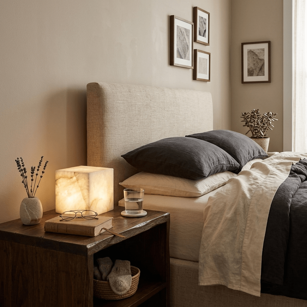 Alabaster Cube Table Lamp – product view 6