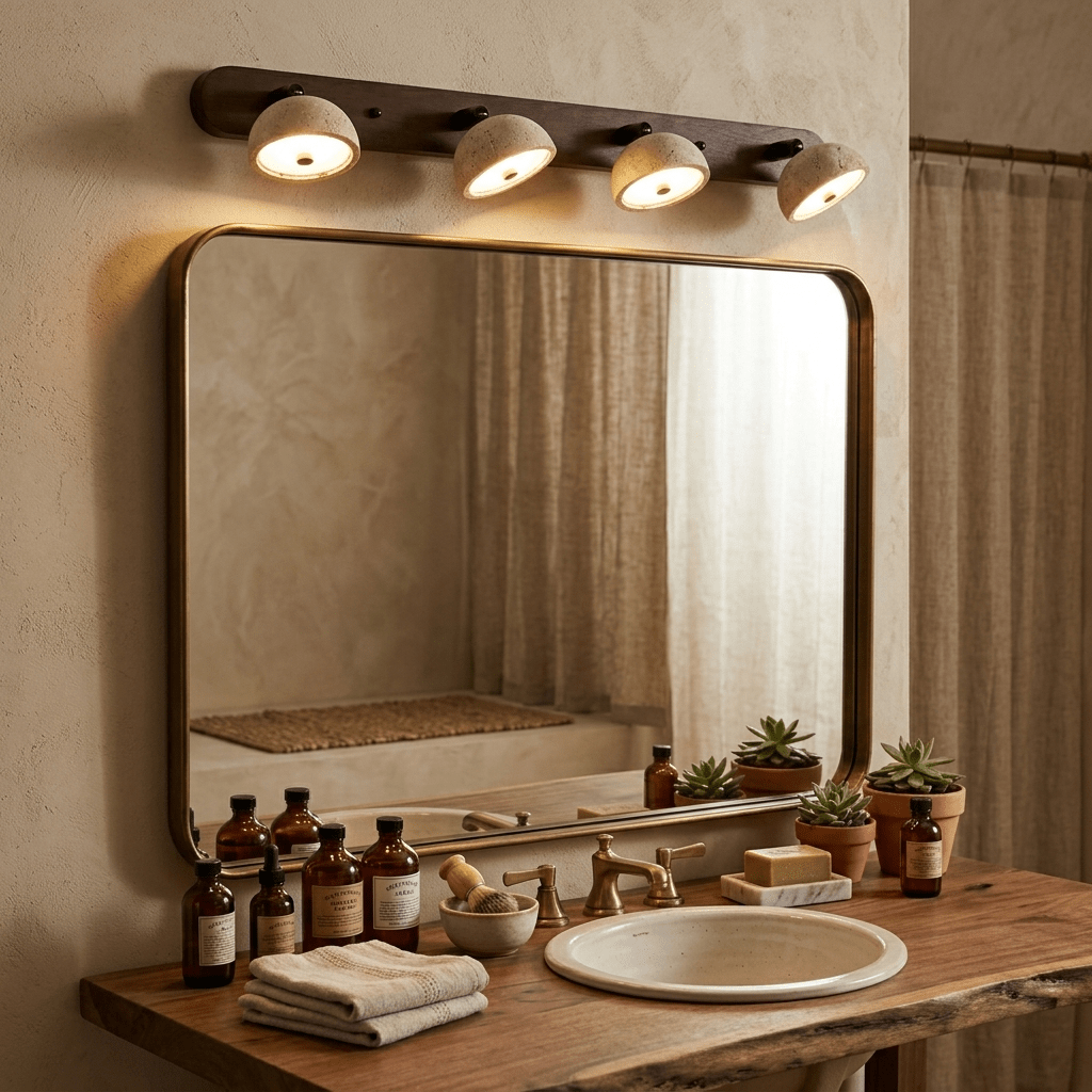 Adjustable Travertine Dome Vanity Light — product view 4