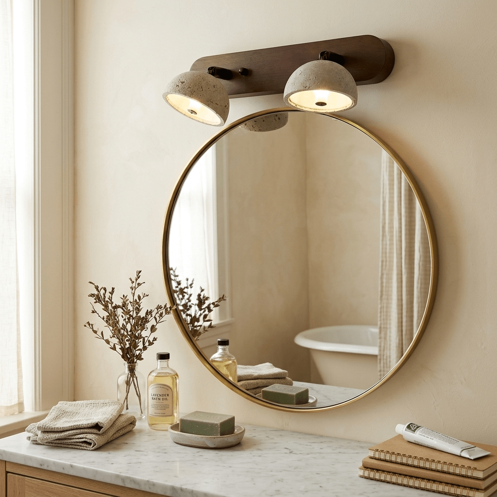 Adjustable Travertine Dome Vanity Light — product view 5