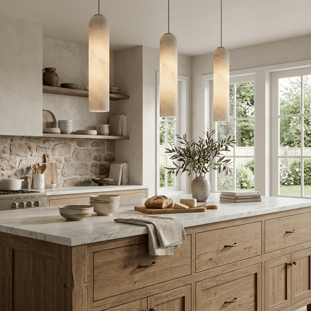 Alabaster Cylinder Pendant Light – product view 3