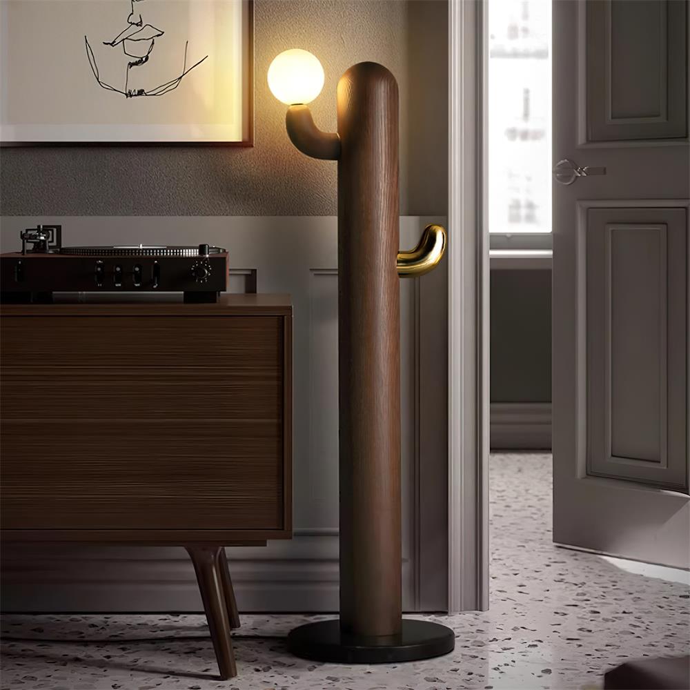 Wooden Cactus Marble Floor Lamp — product view 2
