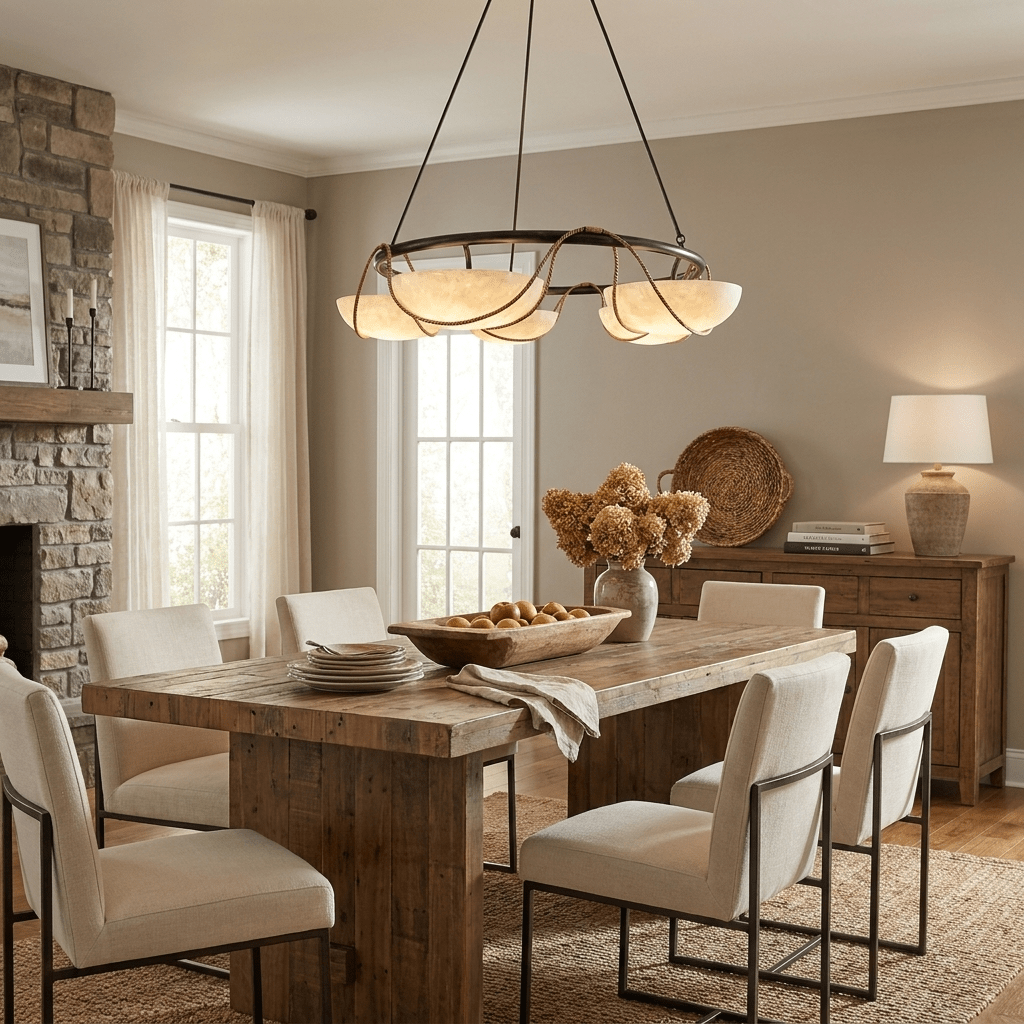 Alabaster Bowl Ring Chandelier – product view 4