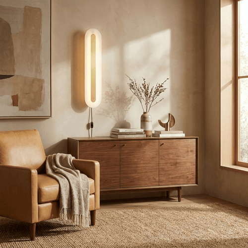 Alabaster Rounded Plug-in Wall Light – product view 2