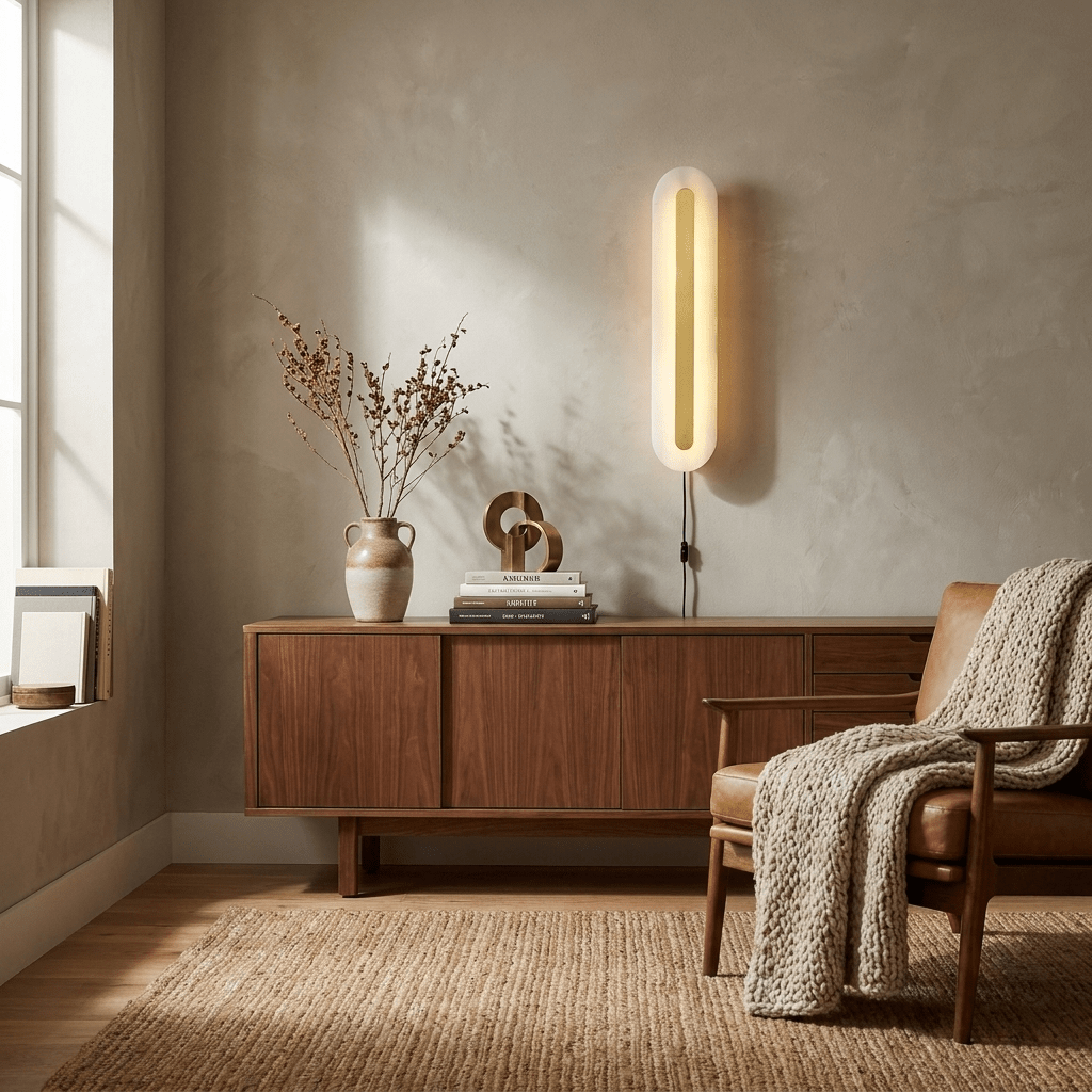 Alabaster Rounded Plug-in Wall Light – product view 3