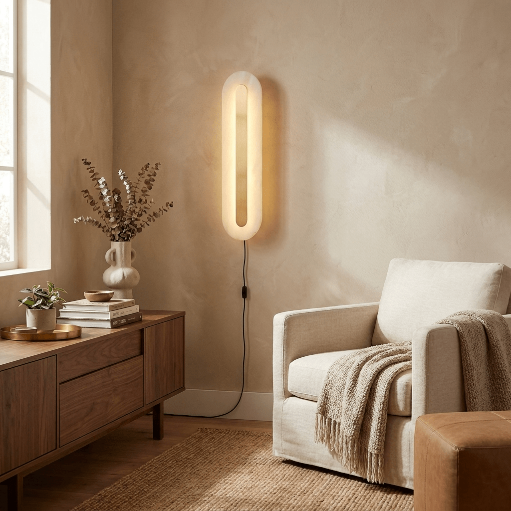 Alabaster Rounded Plug-in Wall Light – product view 4