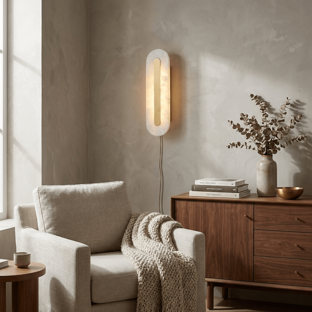 Alabaster Rounded Plug-in Wall Light – product view 5