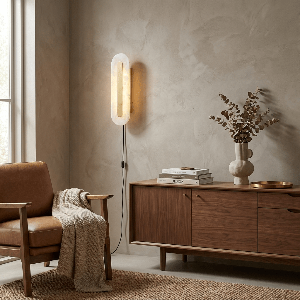 Alabaster Rounded Plug-in Wall Light – product view 8
