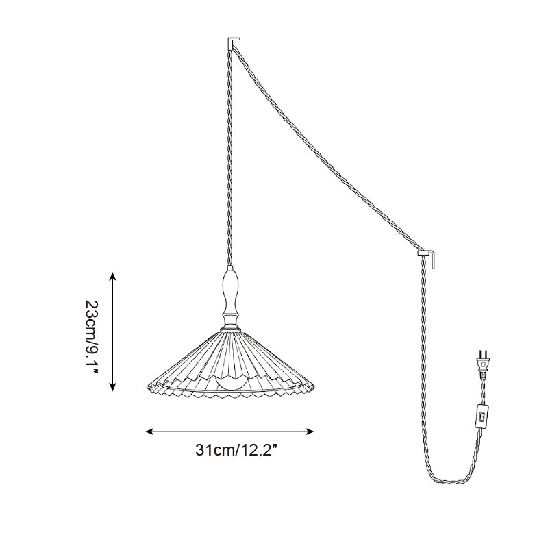 Prairie Pleated Plug In Pendant Lamp — product view 6