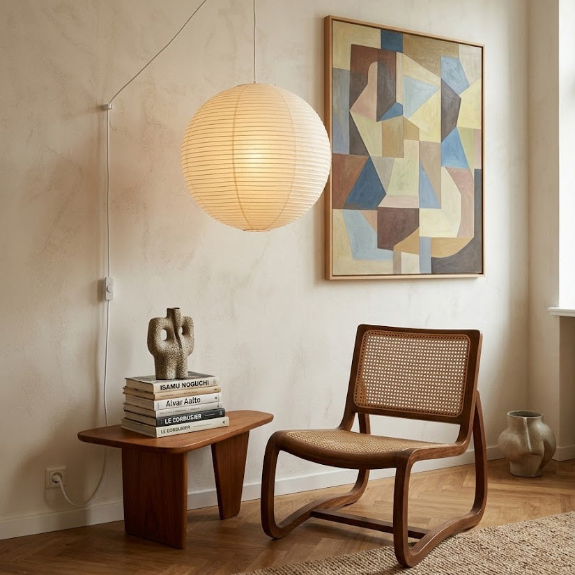 Rice Paper Plug-In Pendant Lamp R32 – White Wire — product view 10