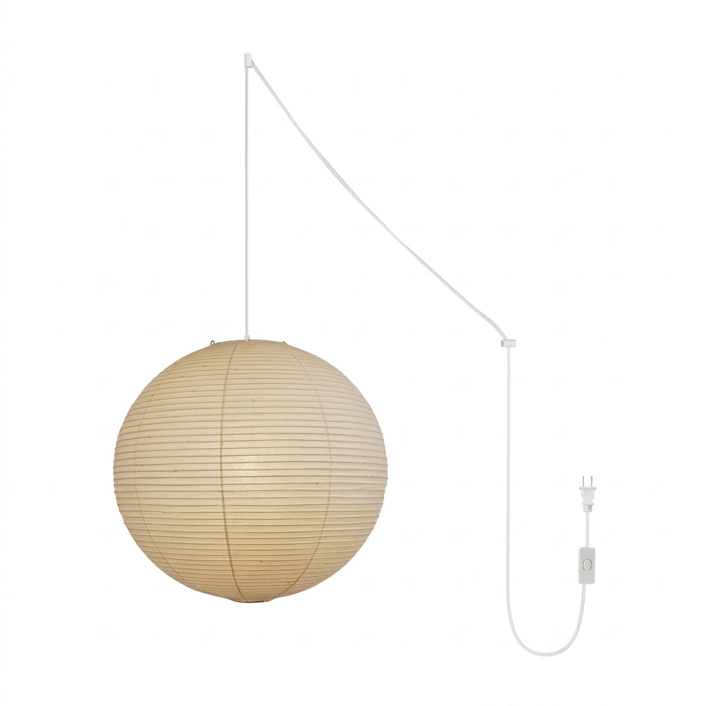 Rice Paper Plug-In Pendant Lamp R32 – White Wire — product view 16