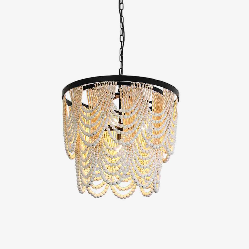 Amelia Wood Bead Chandelier — product view 1