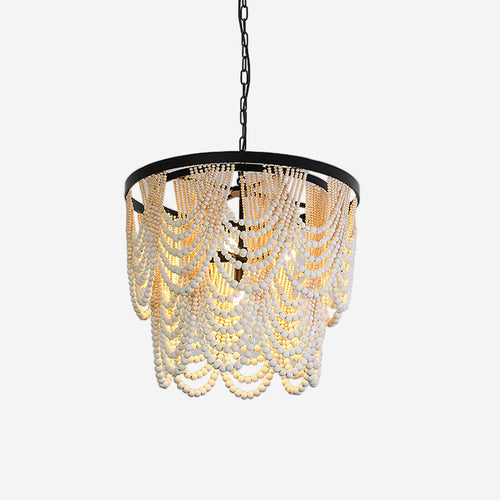 Amelia Wood Bead Chandelier — product view 1
