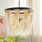 Amelia Wood Bead Chandelier — product view 2