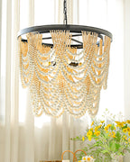 Amelia Wood Bead Chandelier — product view 3