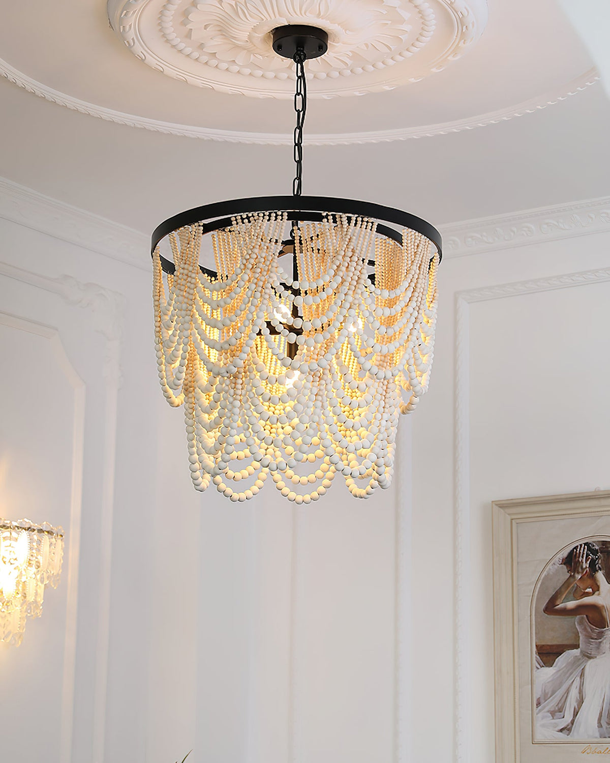 Amelia Wood Bead Chandelier — product view 4