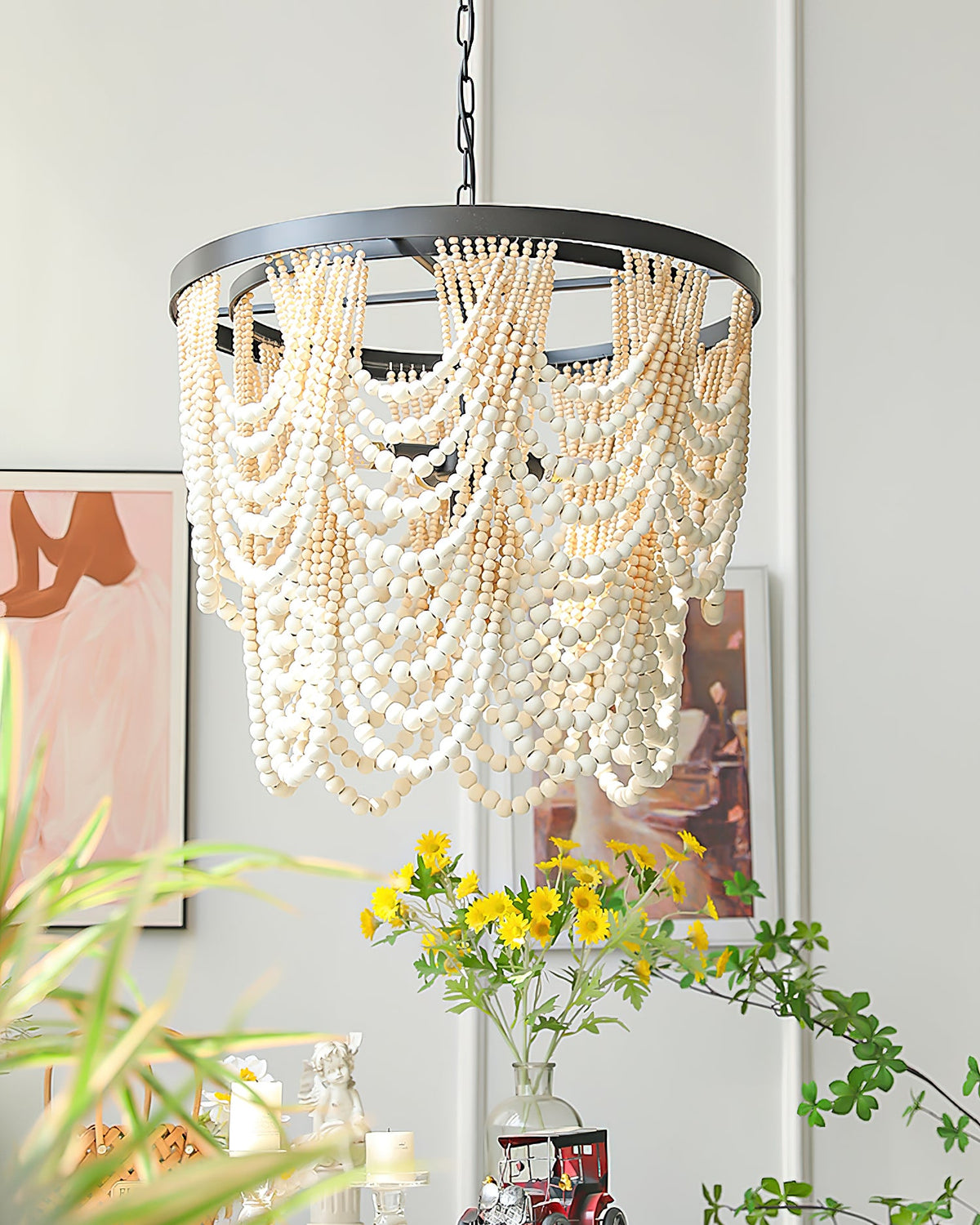 Amelia Wood Bead Chandelier — product view 6