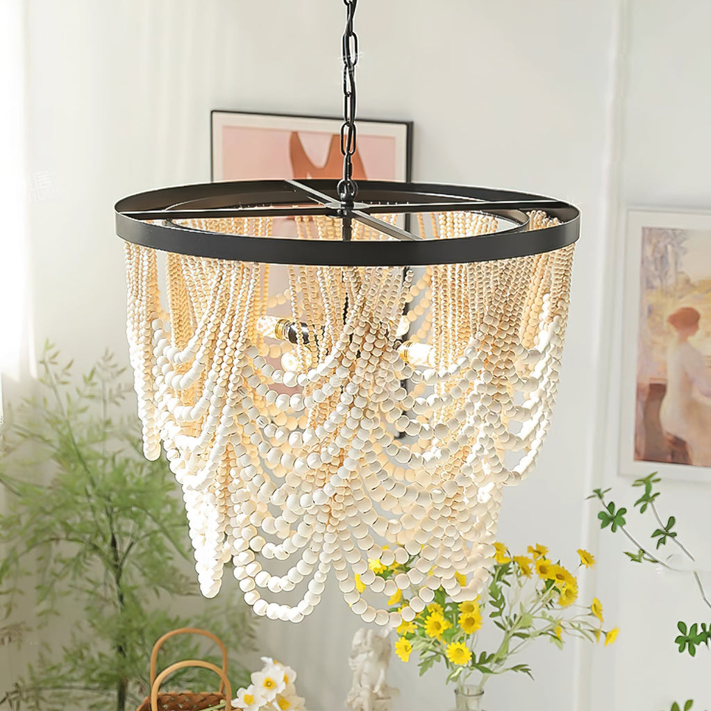Amelia Wood Bead Chandelier — product view 7