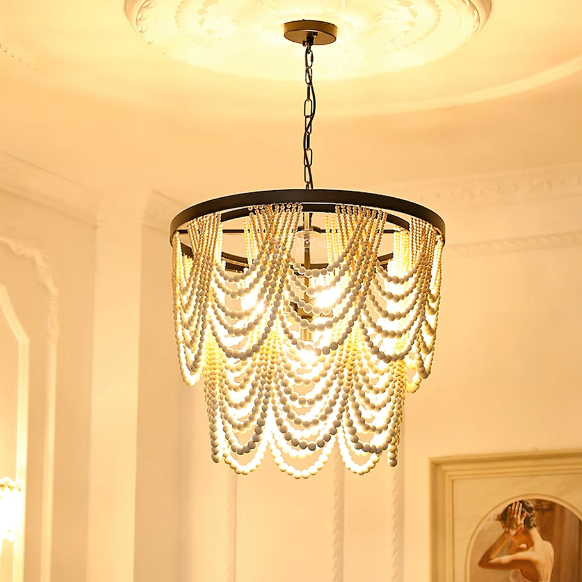 Amelia Wood Bead Chandelier — product view 10