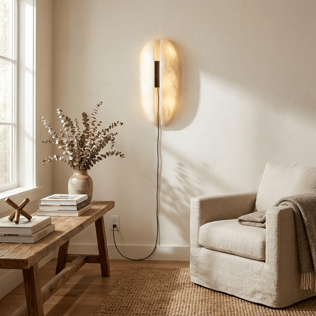 Alabaster Veil Plug-in Wall Sconce – product view 7